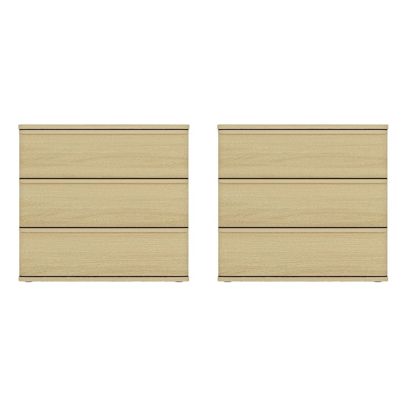 Molly Modern Nightstand with 6 Drawers in Natural Oak - Set of 2