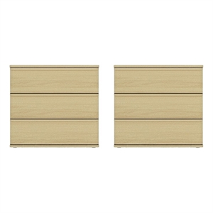 Molly Modern Nightstand with 6 Drawers in Natural Oak - Set of 2