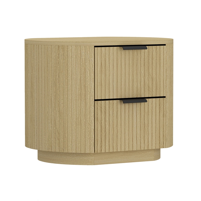 Olivia Modern Nightstand with 4 Drawers in Natural Oak and Black - Set of 2