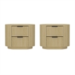 Olivia Modern Nightstand with 4 Drawers in Natural Oak and Black - Set of 2