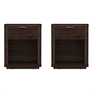 Evelyn Modern Nightstand with 2 Full Extension Drawers in Brown - Set of 2