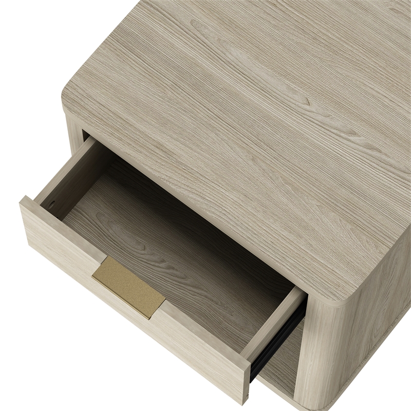 Evelyn Modern Nightstand with Full Extension Drawer in Natural (Set of 2)