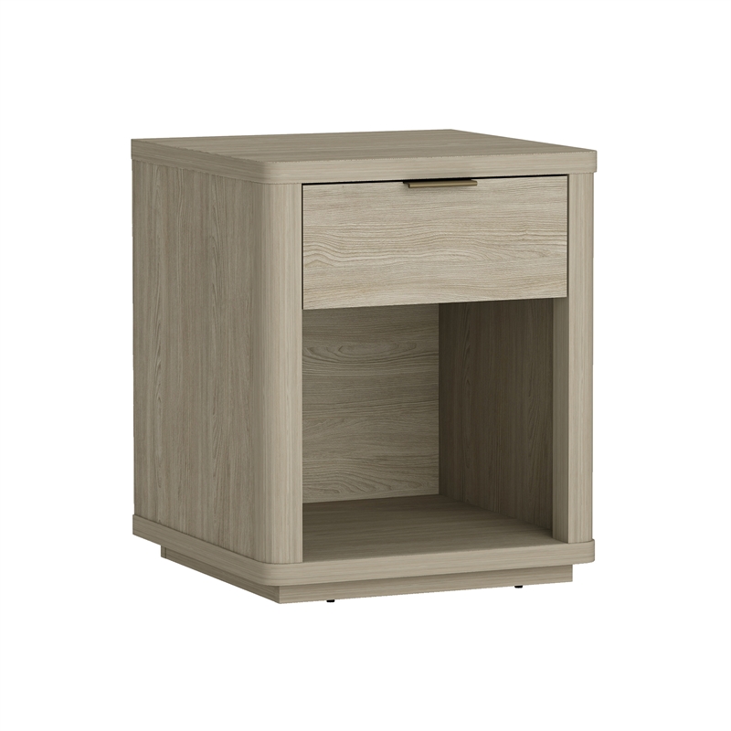 Evelyn Modern Nightstand with Full Extension Drawer in Natural (Set of 2)