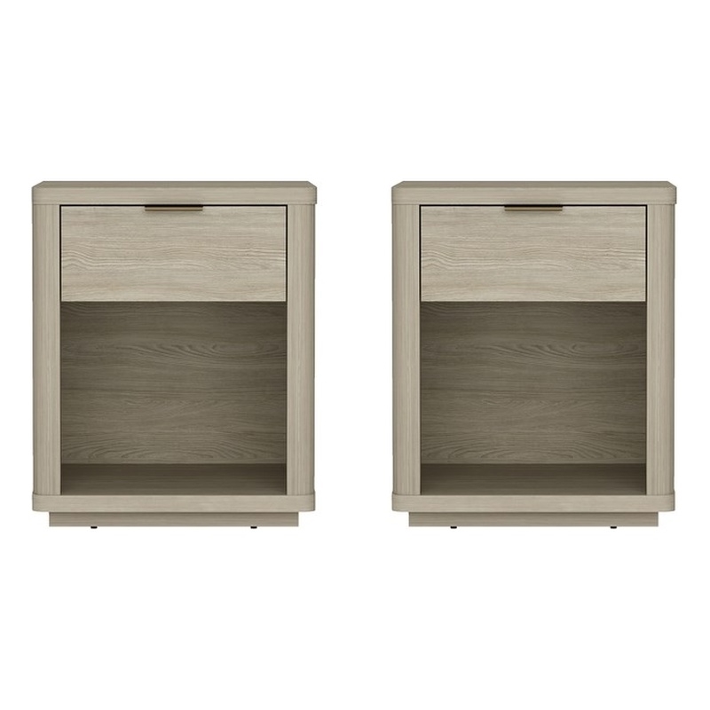 Evelyn Modern Nightstand with Full Extension Drawer in Natural (Set of 2)