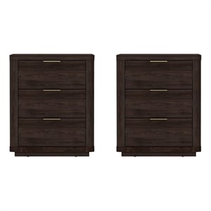Evelyn Modern Nightstand with 6 Full Extension Drawers in Brown - Set of 2