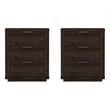 Evelyn Modern Nightstand with 6 Full Extension Drawers in Brown - Set of 2