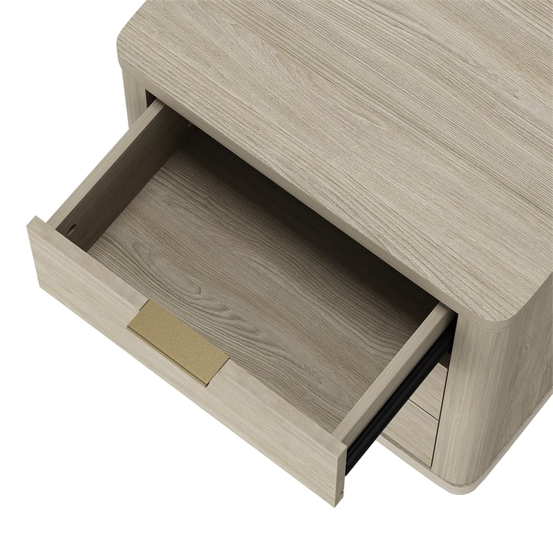 Evelyn Modern Nightstand with 6 Full Extension Drawers in Natural - Set of 2