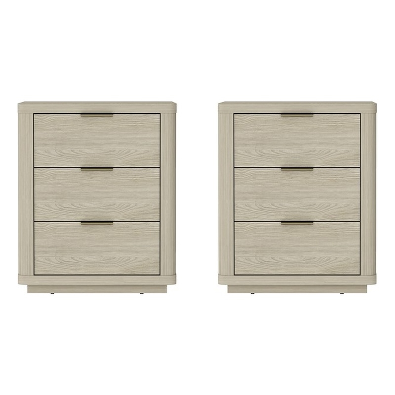 Evelyn Modern Nightstand with 6 Full Extension Drawers in Natural - Set of 2
