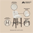 Beever Cream Chenille Barstool with Rubberwood Legs - Set of 3