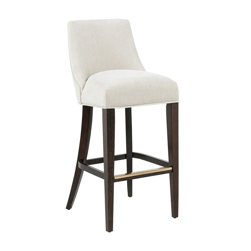 Beever Cream Chenille Barstool with Rubberwood Legs - Set of 3