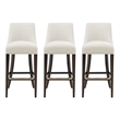 Beever Cream Chenille Barstool with Rubberwood Legs - Set of 3