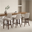 Beever Taupe Chenille Barstool with Rubberwood Legs - Set of 3