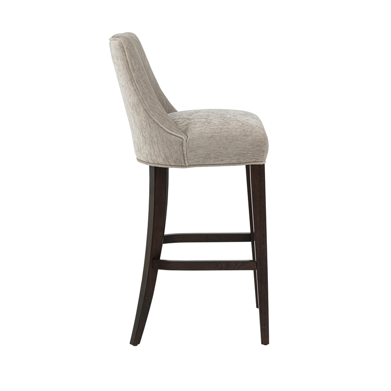 Beever Taupe Chenille Barstool with Rubberwood Legs - Set of 3