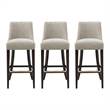 Beever Taupe Chenille Barstool with Rubberwood Legs - Set of 3