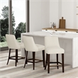 Beever Cream Chenille Counter Stool  with Rubberwood Legs - Set of 3