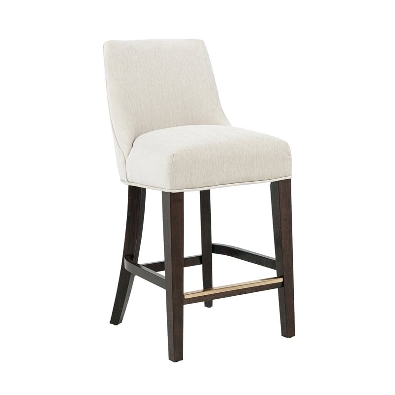 Beever Cream Chenille Counter Stool  with Rubberwood Legs - Set of 3