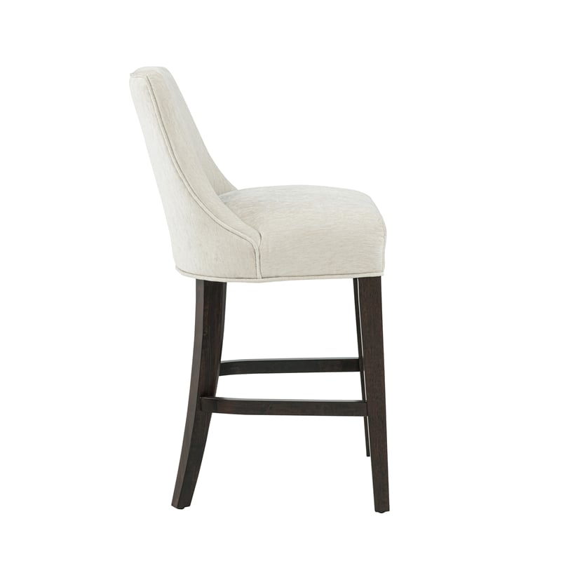 Beever Cream Chenille Counter Stool  with Rubberwood Legs - Set of 3