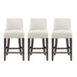 Beever Cream Chenille Counter Stool  with Rubberwood Legs - Set of 3