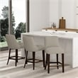 Beever Taupe Chenille Counter Stool  with Rubberwood Legs - Set of 3