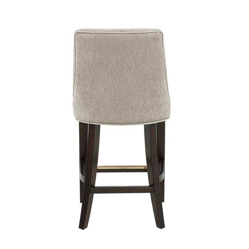 Beever Taupe Chenille Counter Stool  with Rubberwood Legs - Set of 3