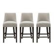Beever Taupe Chenille Counter Stool  with Rubberwood Legs - Set of 3