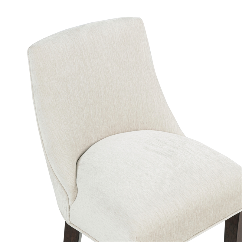 Beever Cream Chenille Barstool with Rubberwood Legs