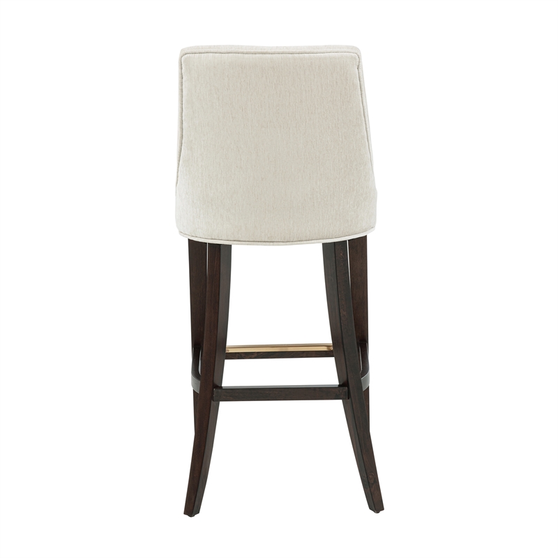 Beever Cream Chenille Barstool with Rubberwood Legs