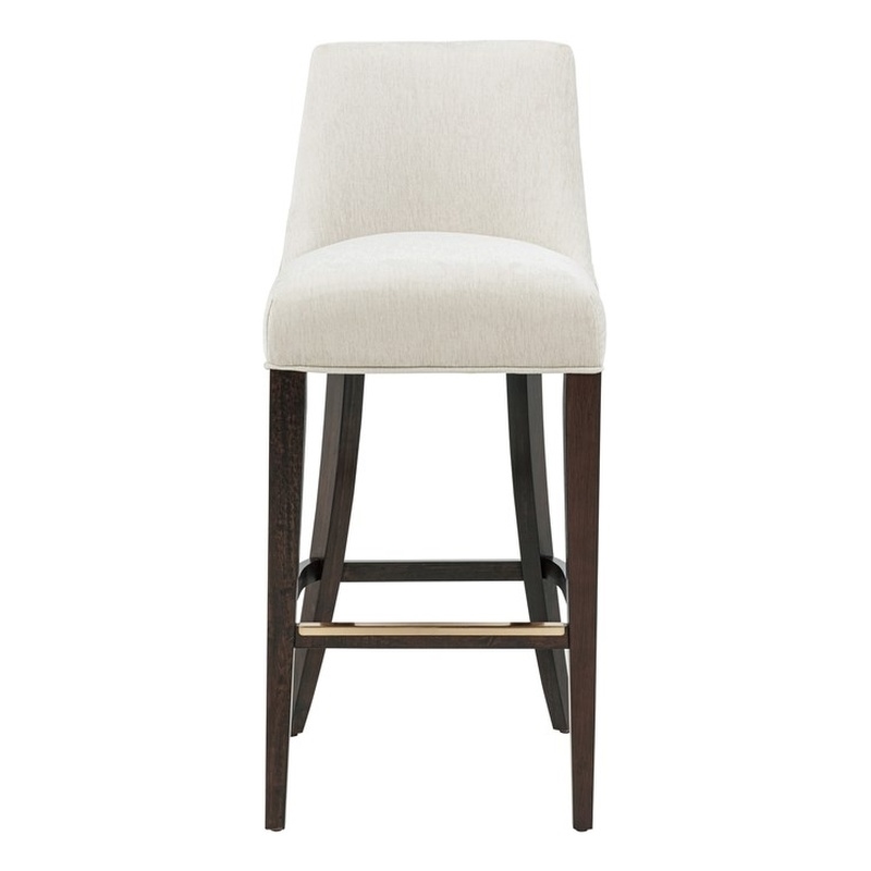 Beever Cream Chenille Barstool with Rubberwood Legs