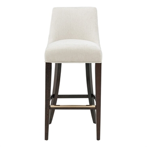Beever Cream Chenille Barstool with Rubberwood Legs
