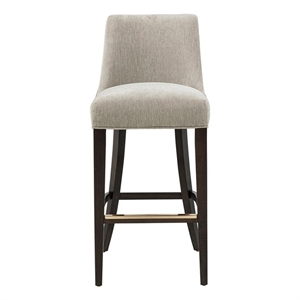 Beever Taupe Chenille Barstool with Rubberwood Legs