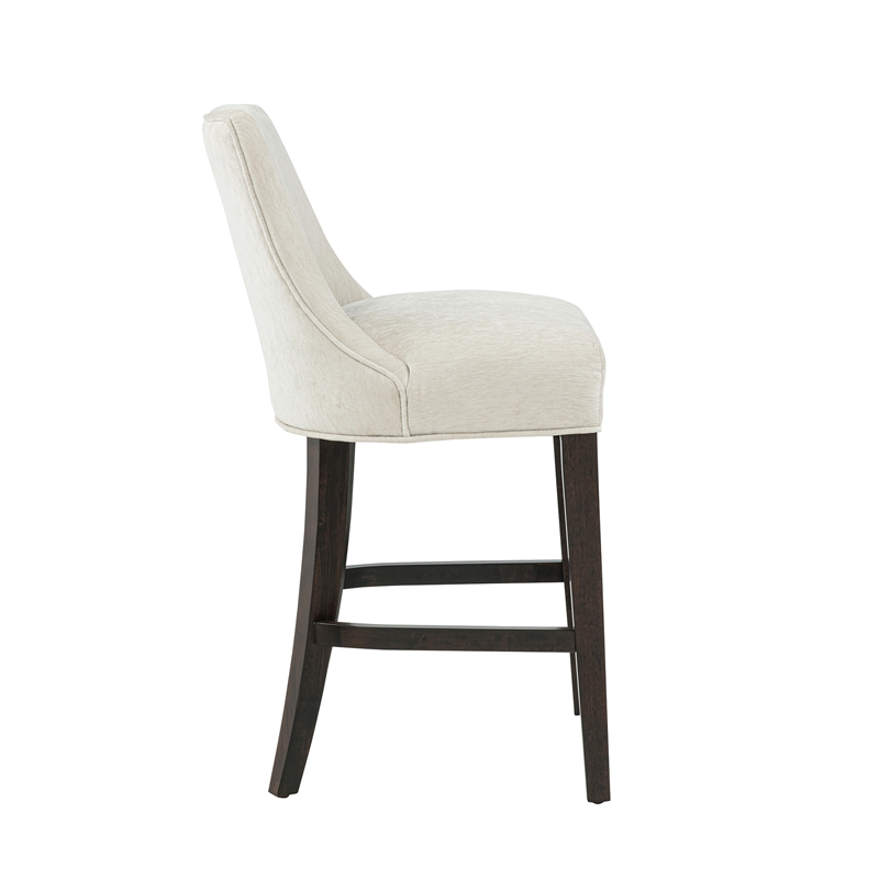 Beever Cream Chenille Counter Stool  with Rubberwood Legs