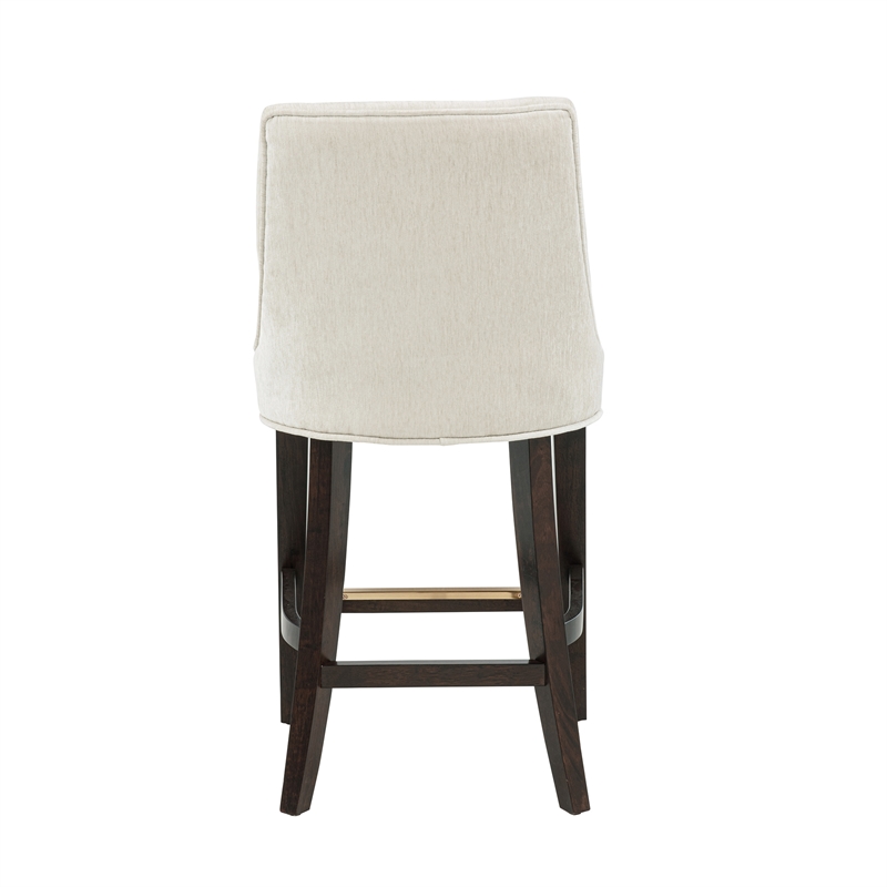 Beever Cream Chenille Counter Stool  with Rubberwood Legs