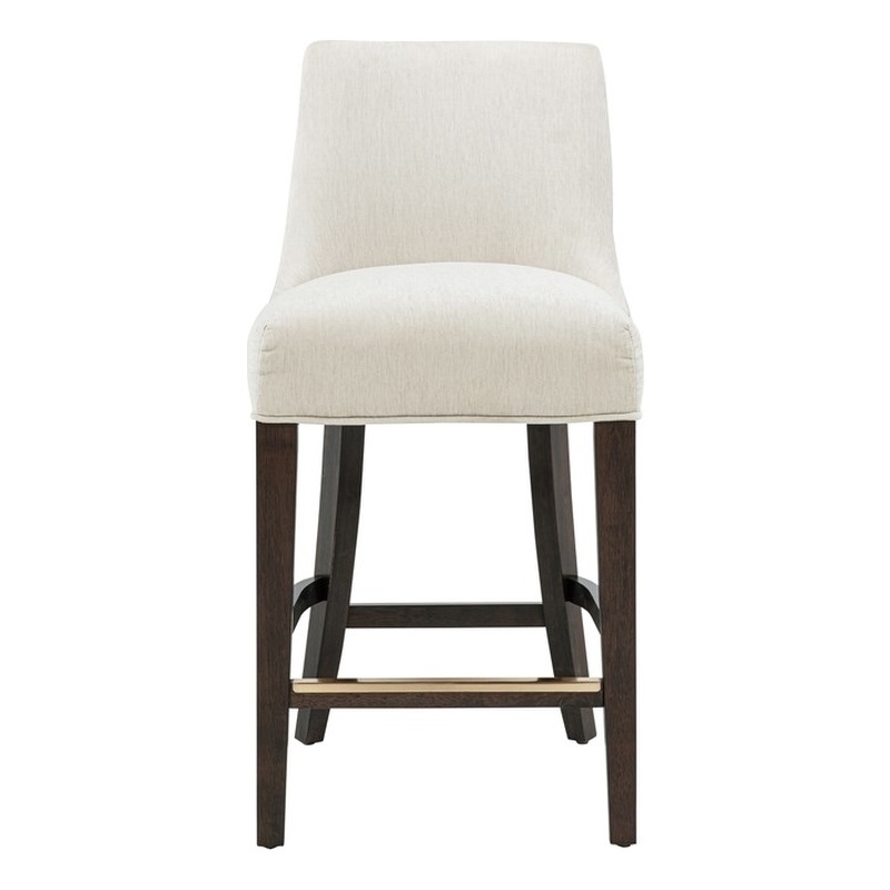 Beever Cream Chenille Counter Stool  with Rubberwood Legs