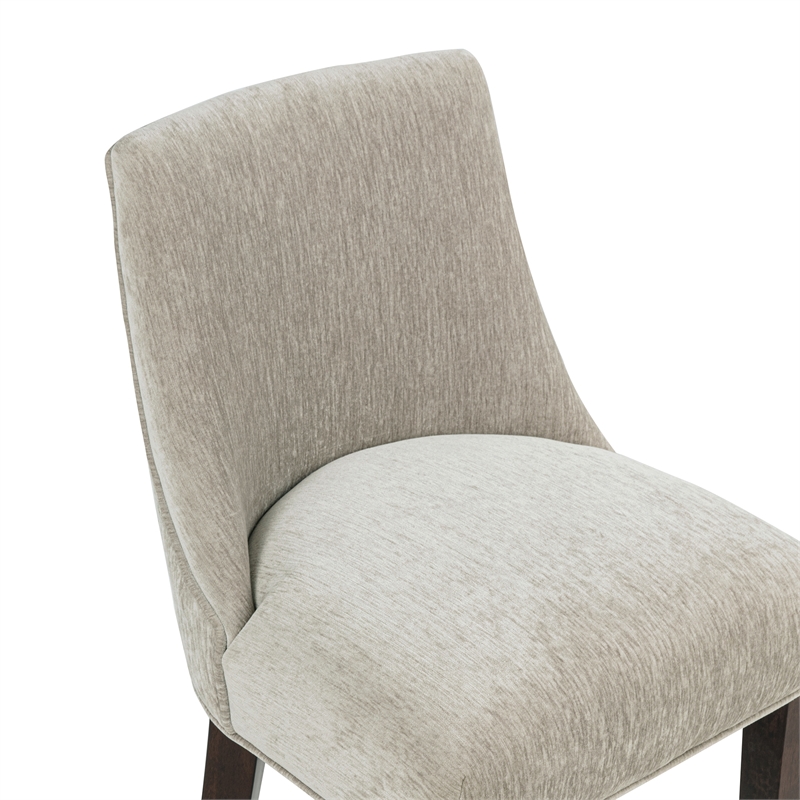 Beever Taupe Chenille Counter Stool  with Rubberwood Legs