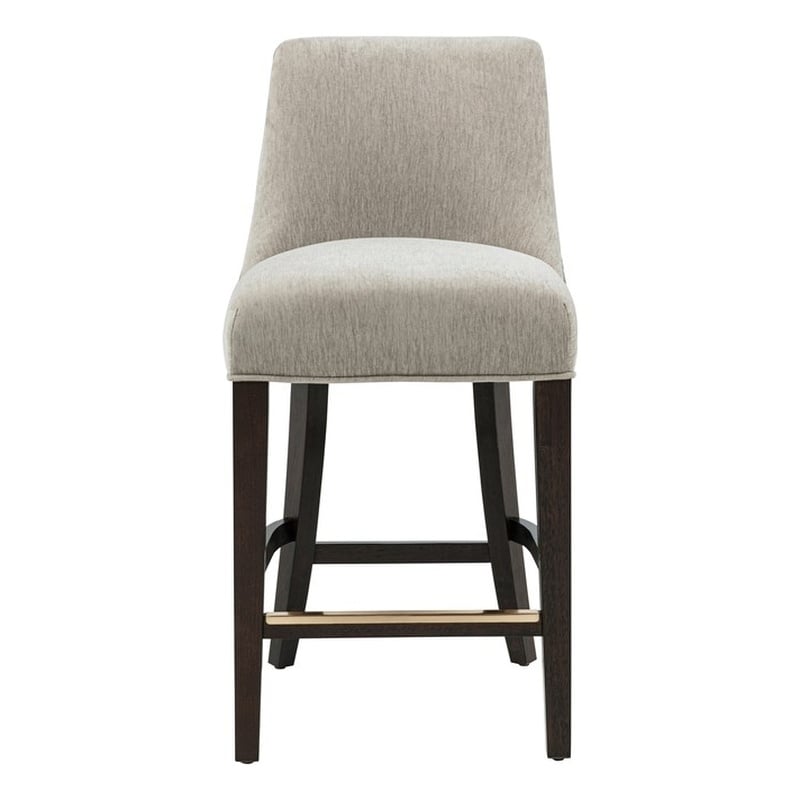 Beever Taupe Chenille Counter Stool  with Rubberwood Legs