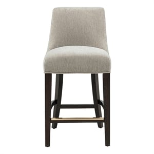 Beever Taupe Chenille Counter Stool  with Rubberwood Legs
