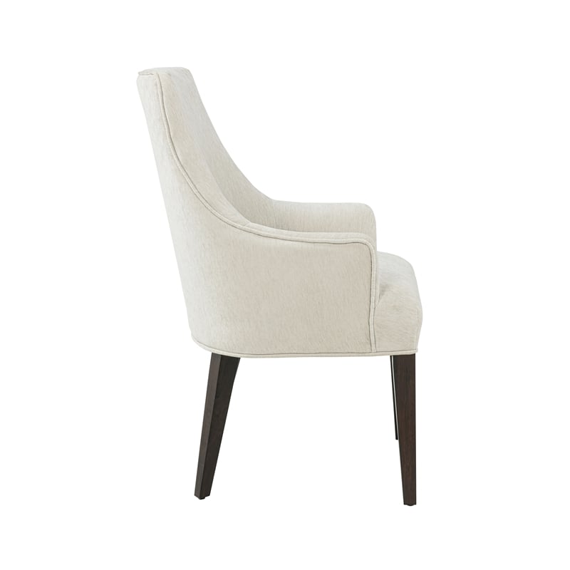 Beever Cream Chenille Dining Armchair with Rubberwood Legs