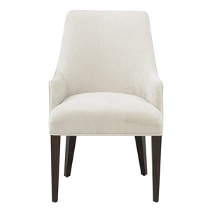 Beever Cream Chenille Dining Armchair with Rubberwood Legs