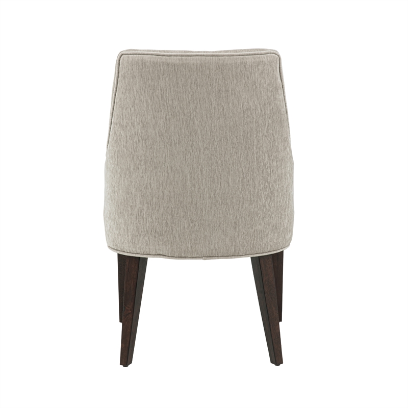 Beever Taupe Chenille Dining Armchair with Rubberwood Legs