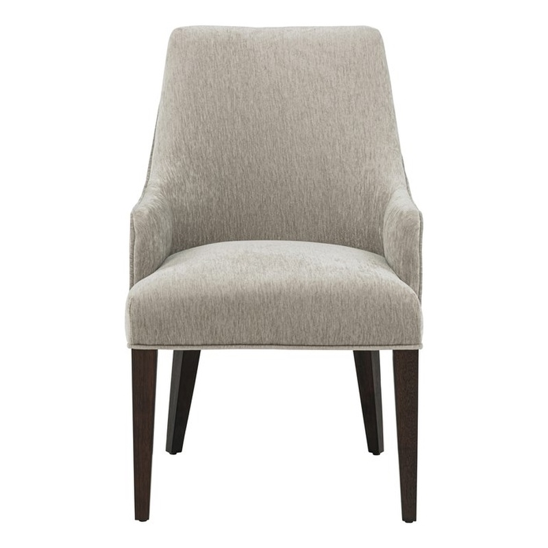 Beever Taupe Chenille Dining Armchair with Rubberwood Legs