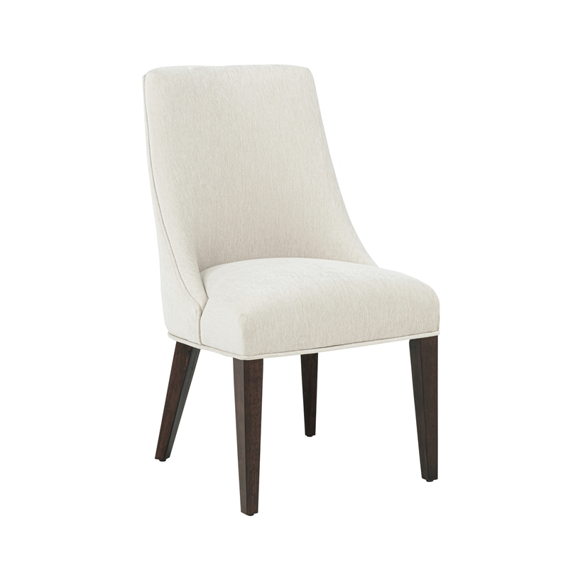 Beever Cream Chenille Dining Chair with Rubberwood Legs - Set of 2