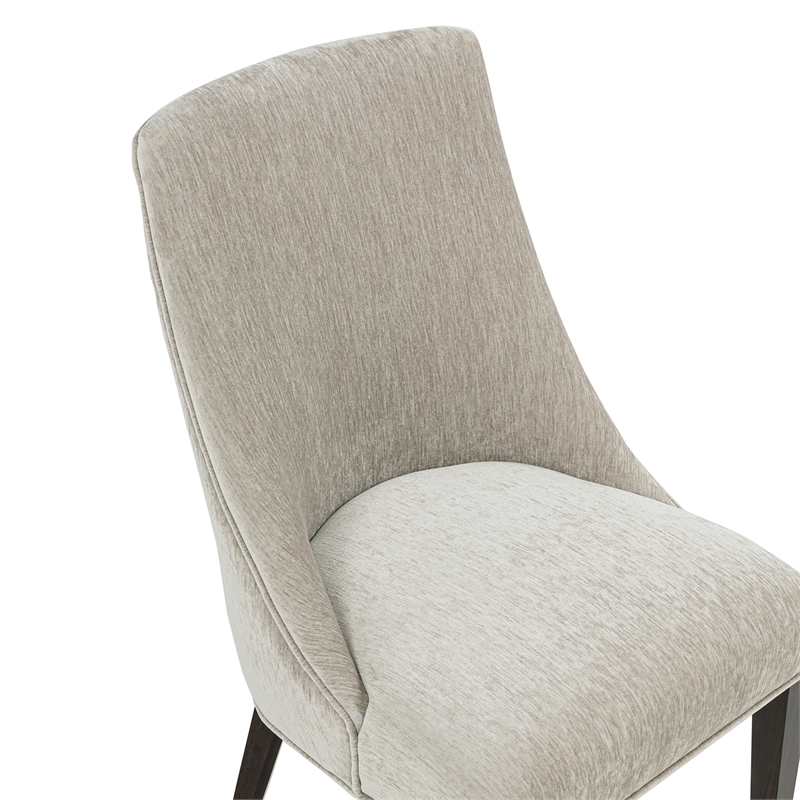 Beever Taupe Chenille Dining Chair with Rubberwood Legs - Set of 2