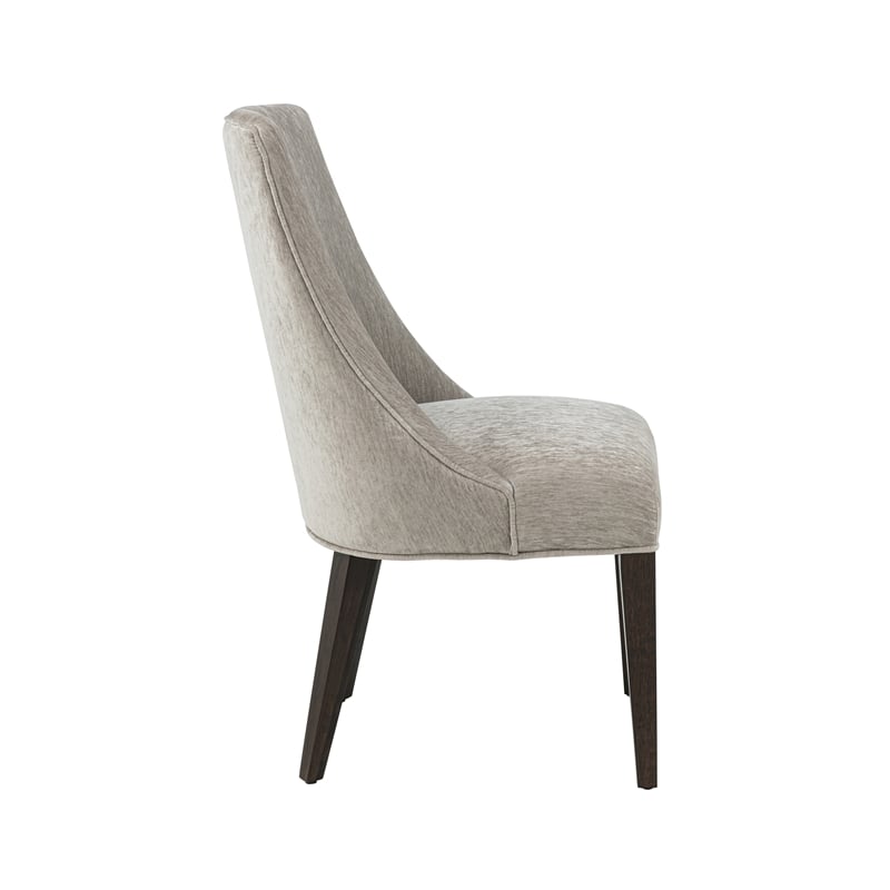 Beever Taupe Chenille Dining Chair with Rubberwood Legs - Set of 2