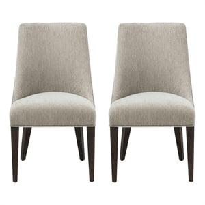 Beever Taupe Chenille Dining Chair with Rubberwood Legs - Set of 2
