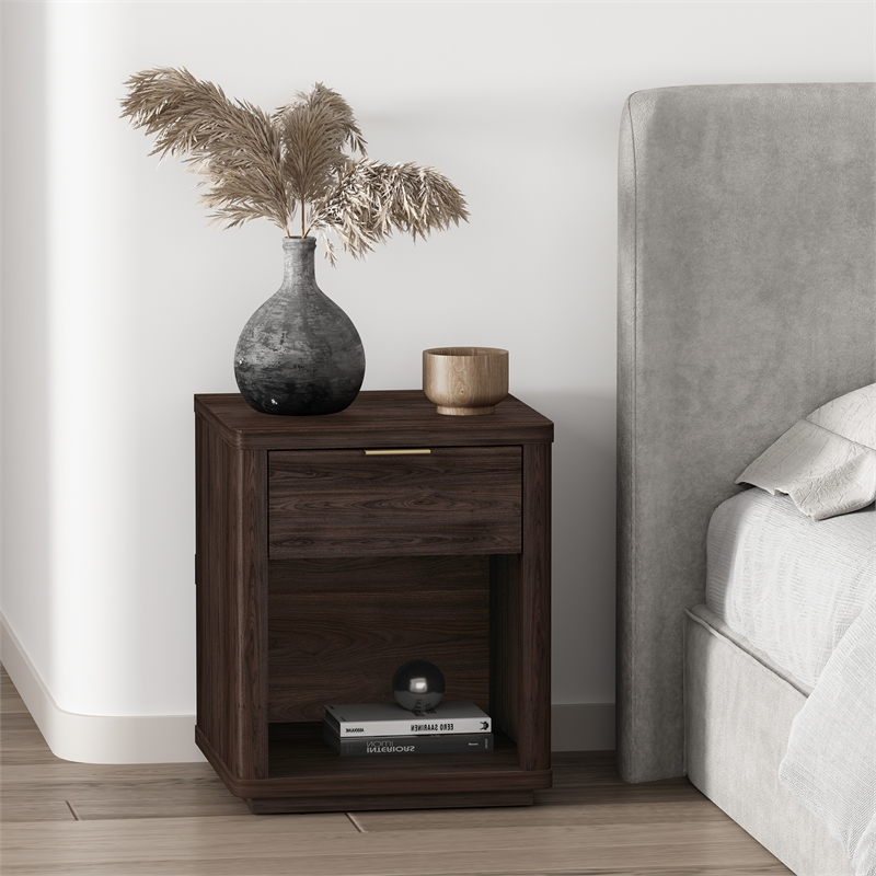 Evelyn Modern Nightstand with 1 Full Extension Drawer in Brown
