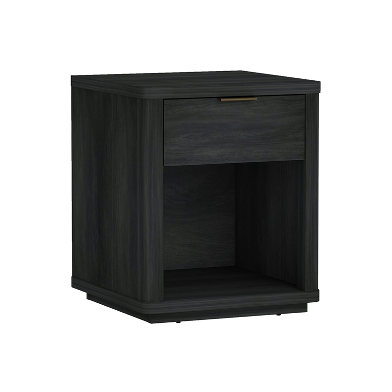 Evelyn Modern Nightstand with 1 Full Extension Drawer in Charcoal Grey