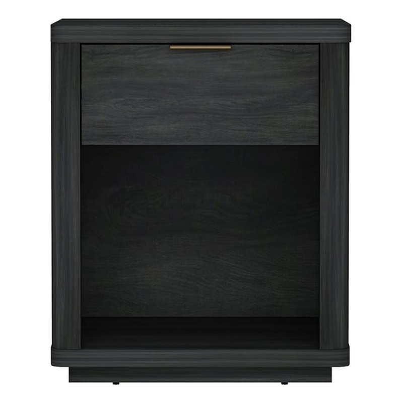 Evelyn Modern Nightstand with 1 Full Extension Drawer in Charcoal Grey