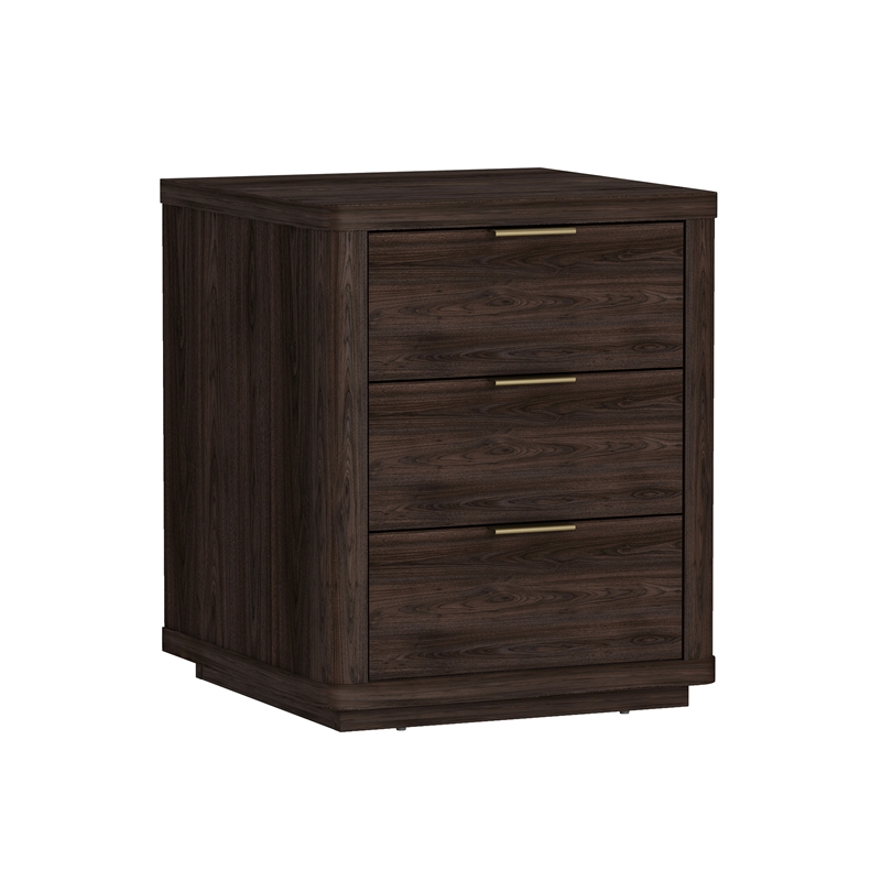 Evelyn Modern Nightstand with 3 Full Extension Drawers in Brown