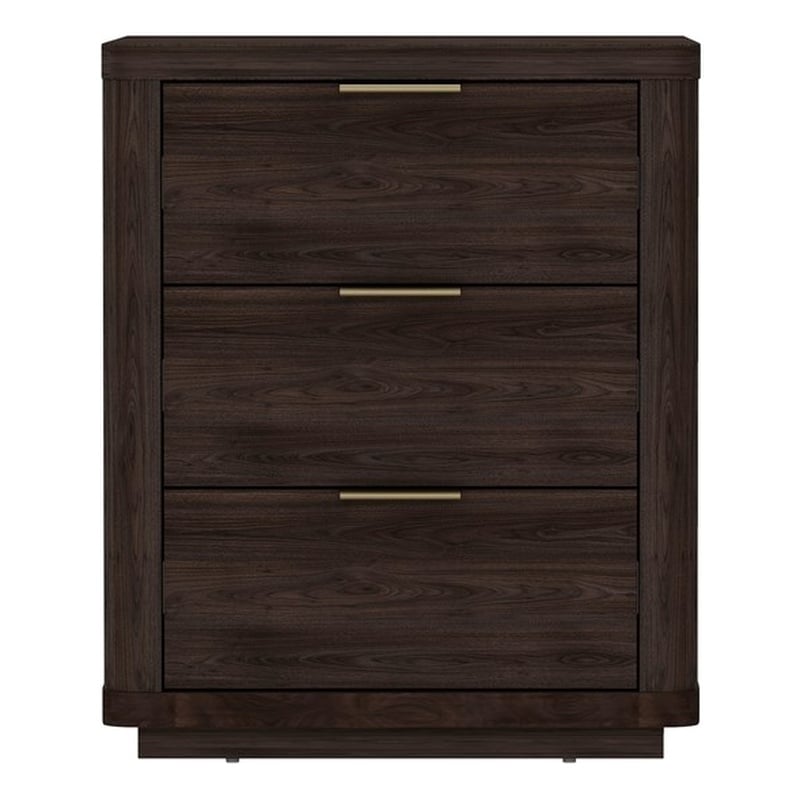 Evelyn Modern Nightstand with 3 Full Extension Drawers in Brown
