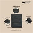 Evelyn Modern Nightstand with 3 Full Extension Drawers in Charcoal Grey